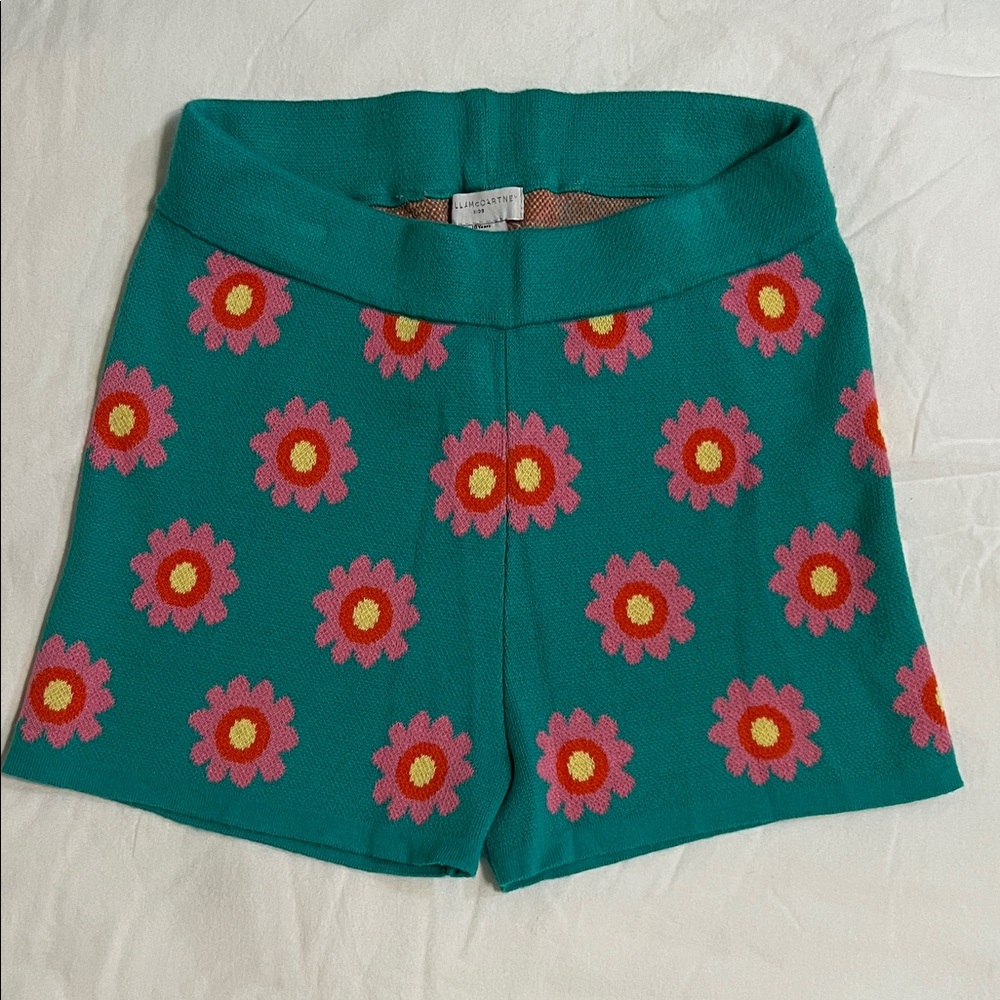 Stella McCartney Girl Green Floral High Waist Shorts